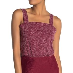 BOBEAU BURGUNDY RIBBED TANK TOP
